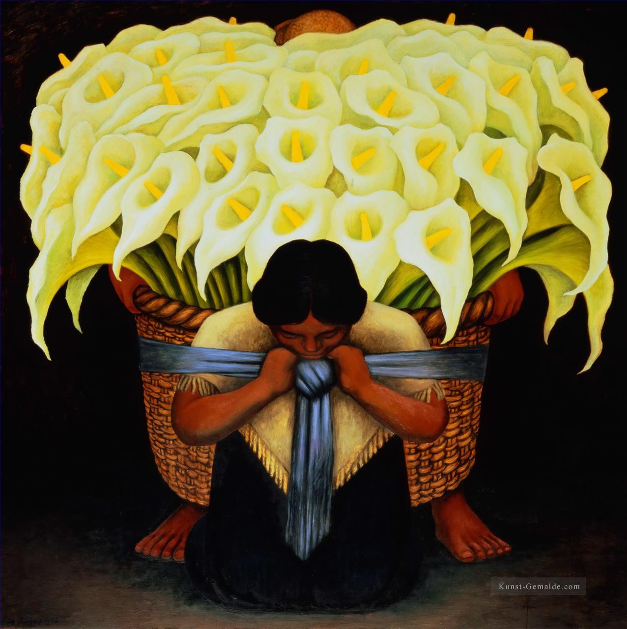 Die Blumen Verkäufer Diego Rivera Ölgemälde